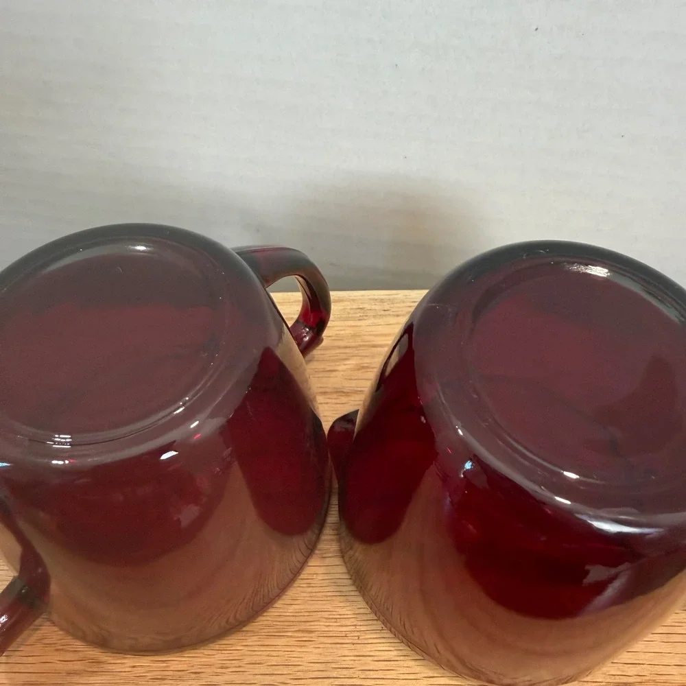 Anchor Hocking Royal Ruby Red Glass Creamer Sugar Bowl Set Vintage Mid Century